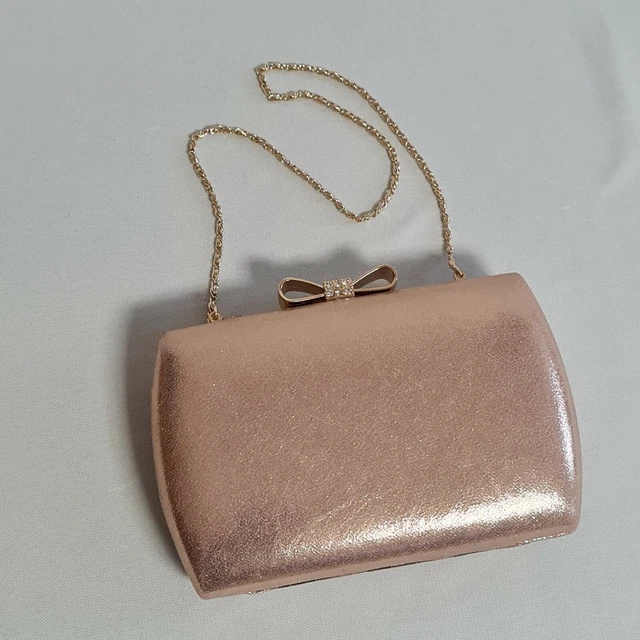 ROLAND CARTIER ROSE Gold Metallic Hotfix Clutch Crossbody BNWT R3