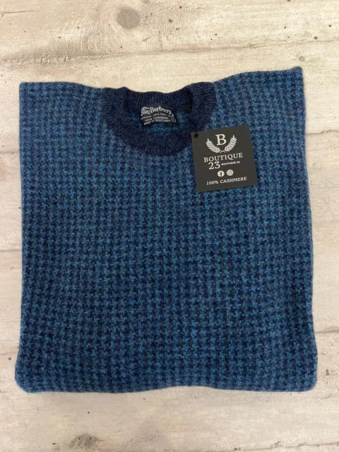 Maglione Pullover 100% Puro Cashmere Kasmire Uomo BURBERRY Taglia L Blu Spessa