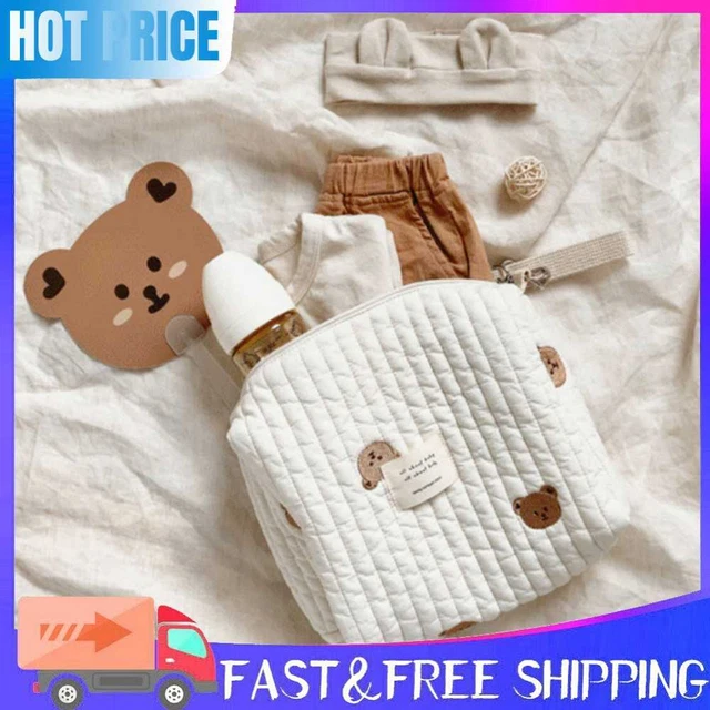 Quilted Diaper Bag Cotton Stroller Bag Warm for Baby Accessory (Little Bear)