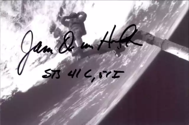 James D. Van Hoften Signed 4x6 Photo NASA Space Shuttle Astronaut Autograph