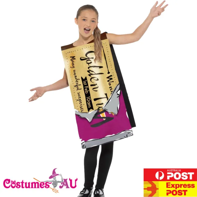 Girls Roald Dahl Winning Wonka Bar Costume Charlie Chocolate Factory Book Week