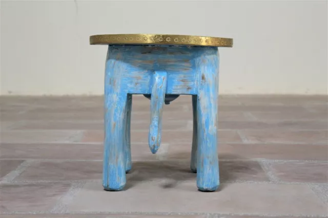 Rare Indien Wooden Elephant Stool: Hand-Carved and Painted, Home Decorative Pc 3