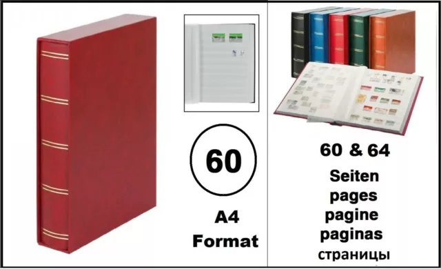 5 classificatore album francobolli Rosso 60 Bianco Pagine + Cassetta Lindner