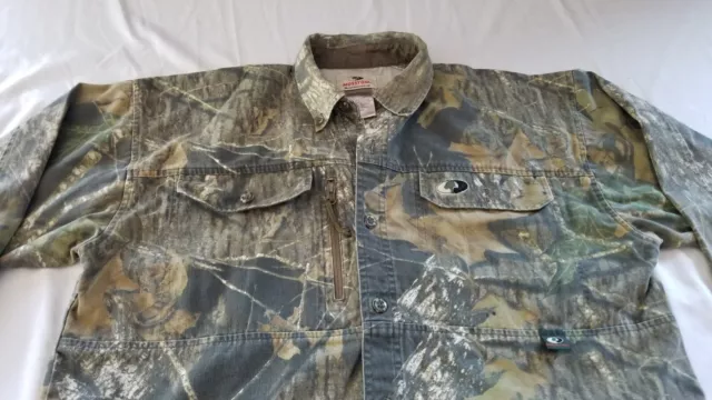 Mossy Oak Button Up Shirt Mens Large Scent Stop Pro Camo Hunt Outdoors Realtree 2