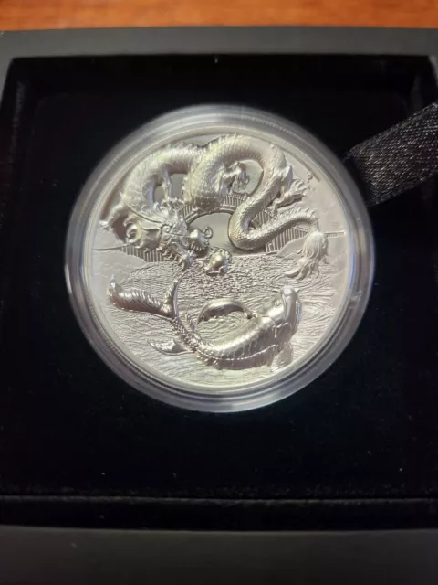 2oz 2023 High Relief Dragon And Koi Coin