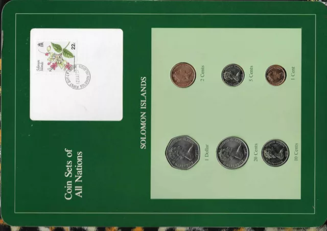 Coin sets of all Nations Solomon Islands UNC w/card 1977-1987 5,10 cent FM(U)