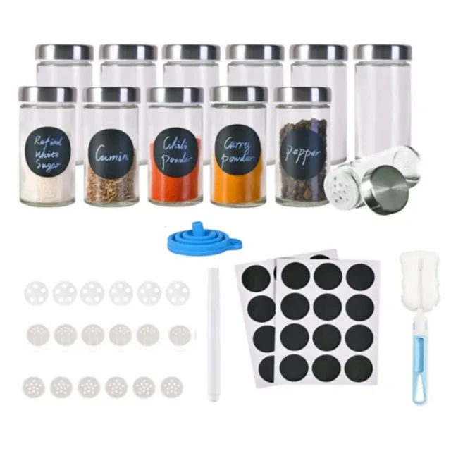 12 frascos de especias con agitador frascos de especias de alta calidad con especias de vidrio redondo J A6Y9