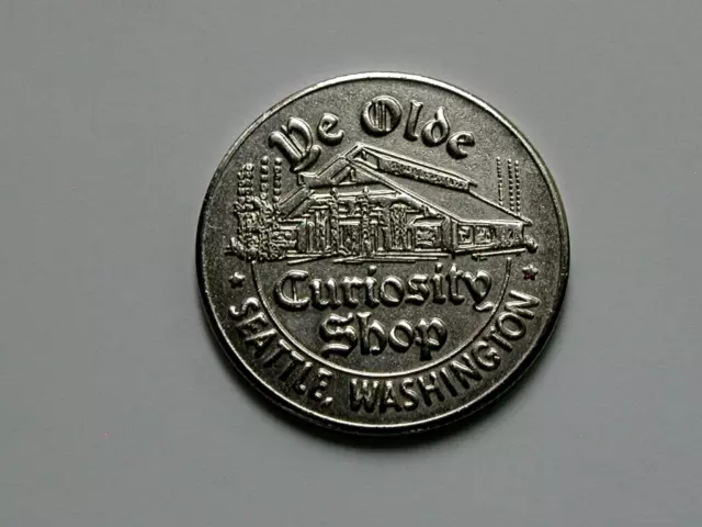 Ye Olde Curiosity Shop "Good Luck" Souvenir STEEL Token from Seattle Washington