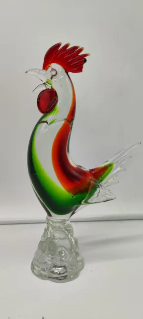 Statue coq verre de Murano verrerie multicolore hauteur 29 cm
