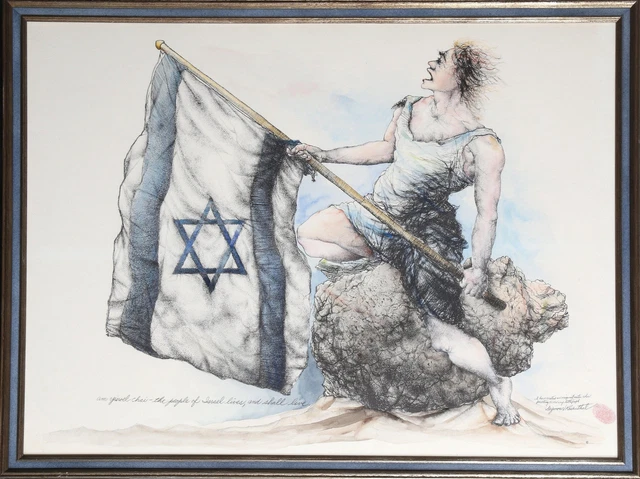 Seymour Rosenthal, Am Yisroel Chai, Watercolor over Lithograph, signed in pencil Seymour Rosenthal, Am Yisroel Chai, Watercolor over Lithograph, signed in pencil