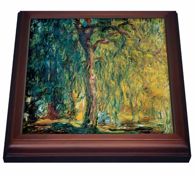 3dRose Picture Of Monets Painting Weeping Willow 8x8 Trivet with 6x6 ceramic til