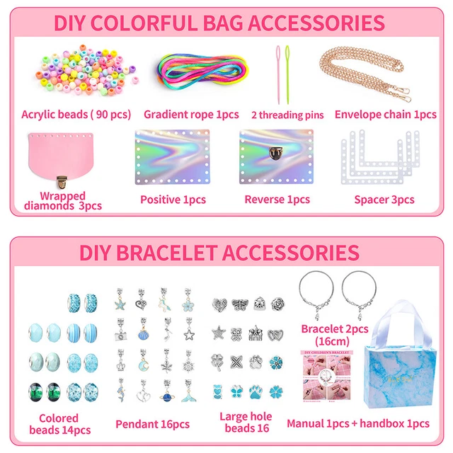 Charm Bracelet Making Bag Kit For Girls,DIY Jewelry Making Kit Christmas GiDC