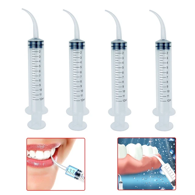 50 pcs Dental Disposable Curved Tip Utility Irrigation Syringes With Scale 12ml