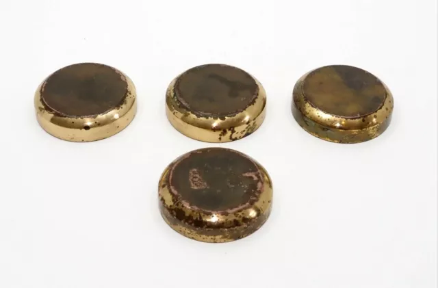 Set 4 Antique Chair Brass Castor Cup Coaster Floor Protectors Reclaimed 1920's
