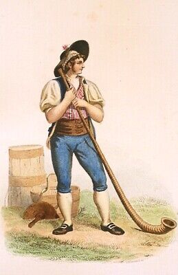 Swiss switzerland) portrait of a player alphorn in the tyrol (colour