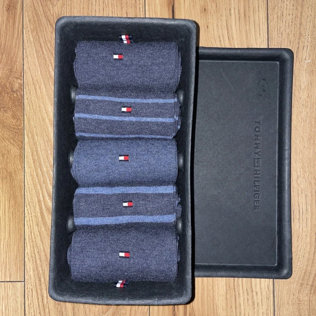 TOMMY HILFIGER BNIB Mens 5 Pack/Pairs Logo Socks Size UK 9-11 BLUE MIXED/