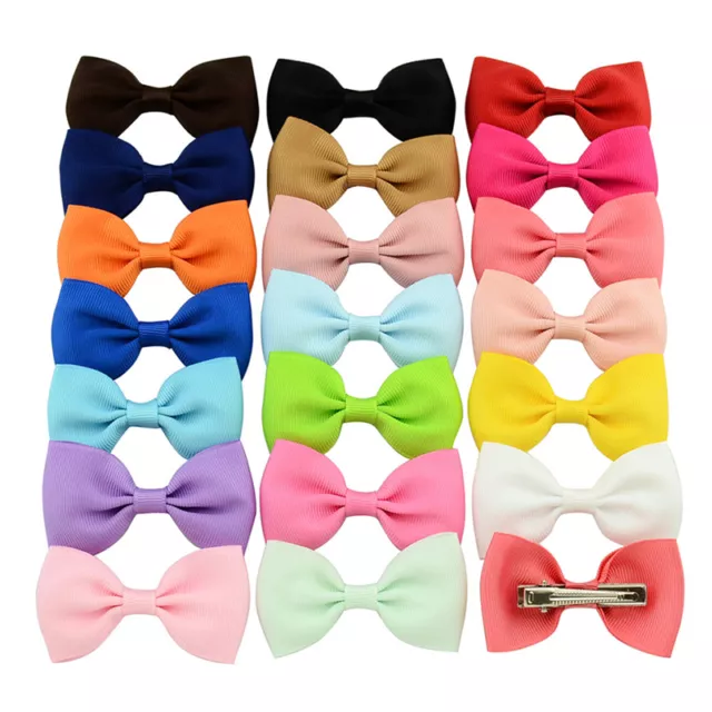 20X Hair Bows Band Boutique Alligator Clip Grosgrain Ribbon For Girl Baby Kid Js