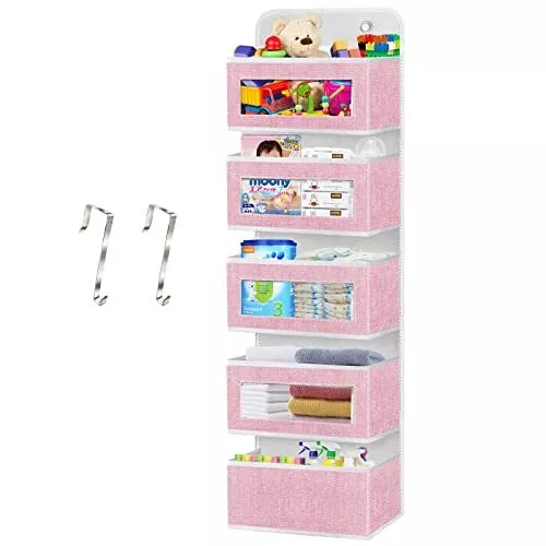 Over The Door Organizer Hanging Baby Diaper Organizer For Nursery Pink Wall Stor