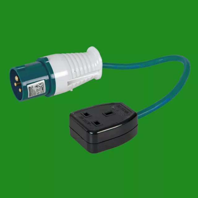 16A Ceeform Plug To 13A 3 Pin Trailing UK Mains Socket Adaptor 1.5mm Artic Cable