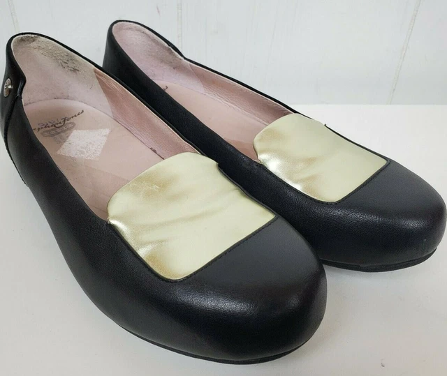 Stephen Jones Fit Flop Womens Shoes sz 39 The Jones Black Gold Leather Slide On