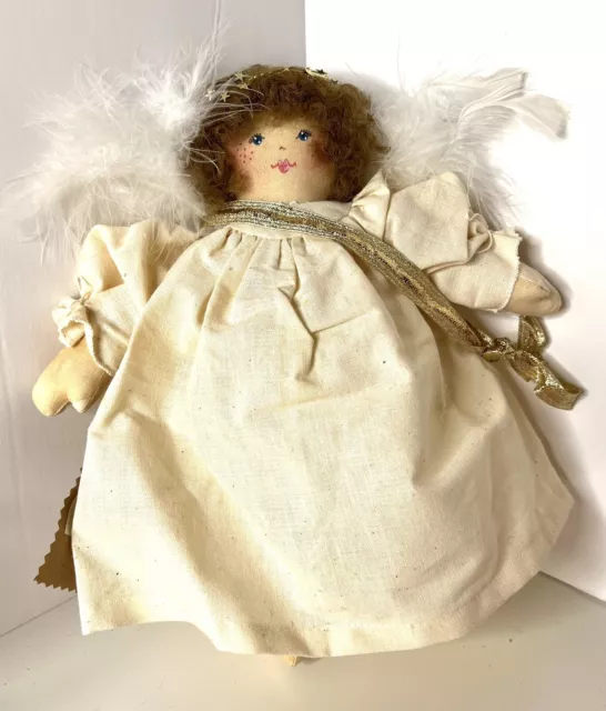 Handmade Angel Rag Doll PLUSH Cotton Feathers NWT 12"