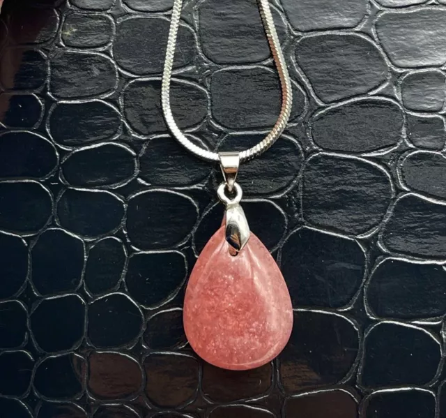 1 colgante de piedra de rodocrosita rosa natural rara AAAA con cadena para curar