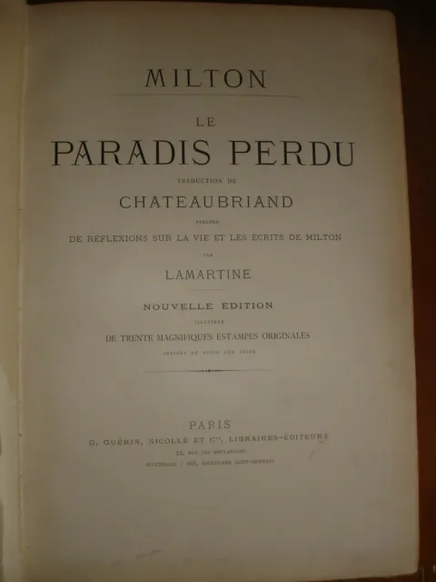 Milton - Chateaubriand - Le Paradis Perdu - Estampes 1903 Bel Exemplaire 2