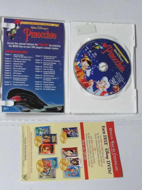 Pinocchio (Dvd, 1940, Limited Issue) Walt Disney Movie, Like-New, Free Shipping 3