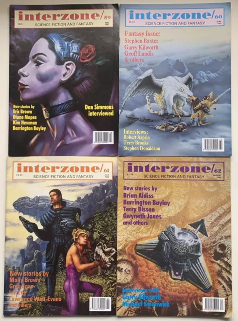 4 issues Interzone magazine - Science Fiction and Fantasy # 59 60 61 62 1992