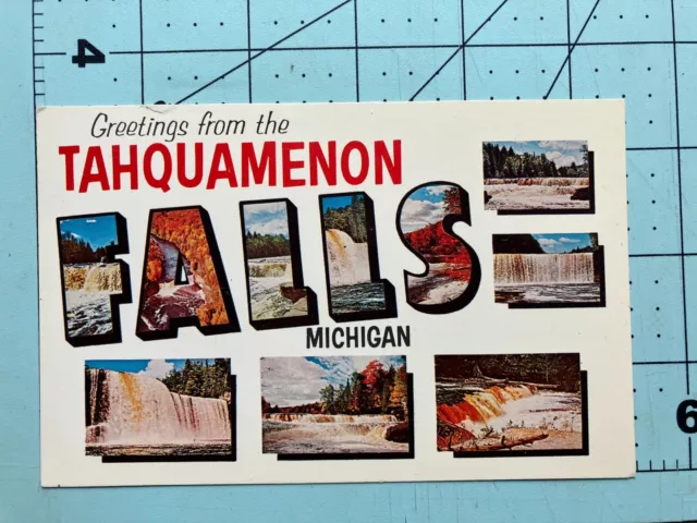 vintage  Greetings From The Tahquamenon Falls  Postcard  - Michigan U.P.