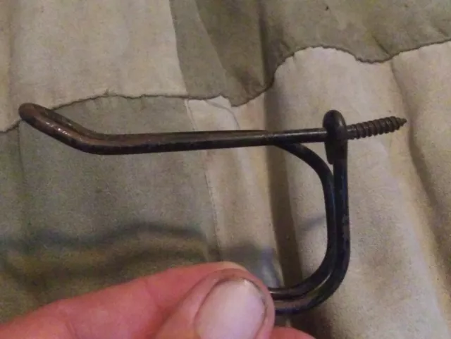 3 Antique Architectural Hardware Vinal Coated Double Hooks Hat Coat Screw Back 7