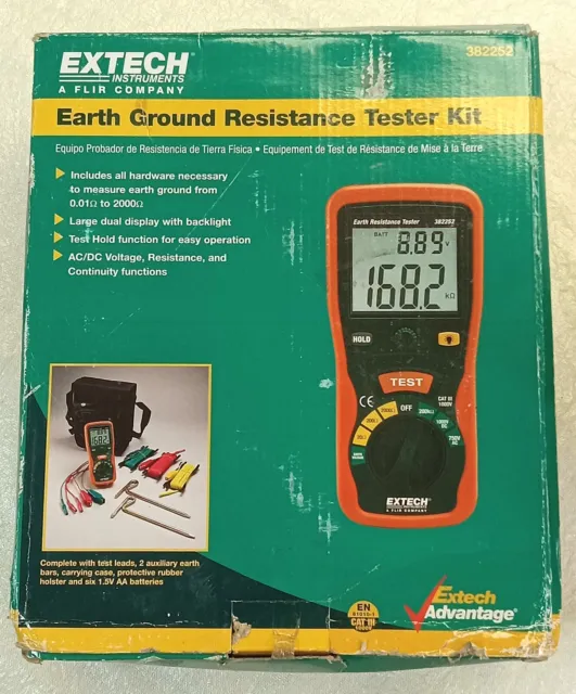 Extech 382252 - Earth Ground Resistance Tester Kit - NEW OB