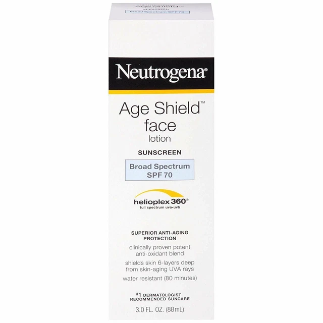 Neutrogena Face Lotion Age Shield SPF 70 Broad Spectrum Sunscreen 3oz Pack of 3