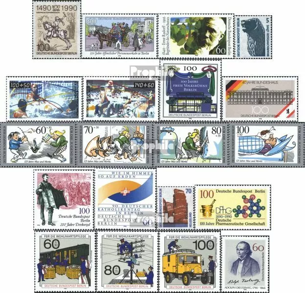 Briefmarken Berlin (West) 1990 Mi 860-879 Jahrgang 1990 komplett gestempelt