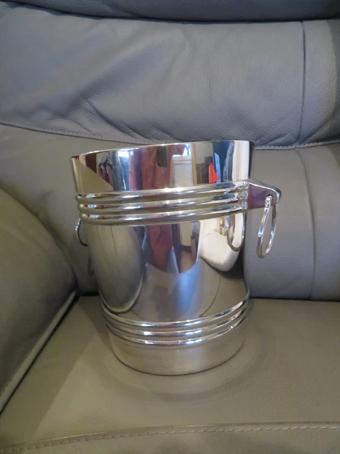 WMF TRES IMPORTANTE COUPE VASE SEAU A CHAMPAGNE ART DECO METAL ARGENTE VERS 1930