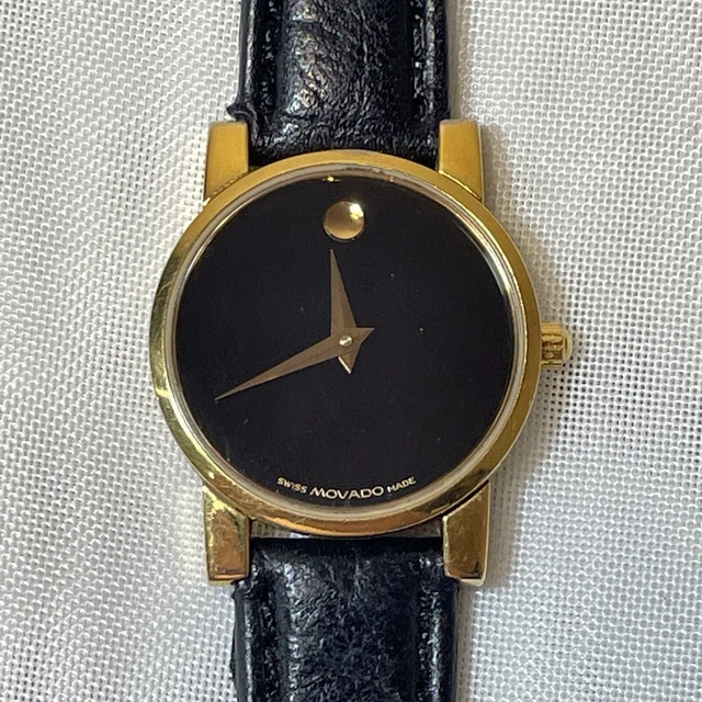 Vintage Movado 87.A1.845  Quartz Wristwatch Black Museum Dial Two Tone Ladies 8