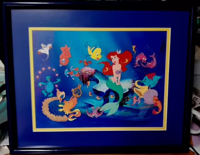 Disney Lithograph LITTLE MERMAID Professionally Matted & Framed READY TO HANG