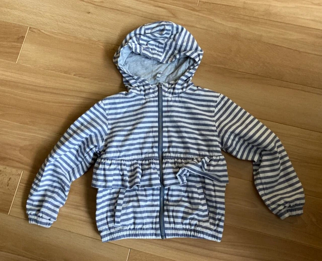 Cappotto giacca sottile a maniche lunghe grigio next bianco grigio con cappuccio età 5-6 anni