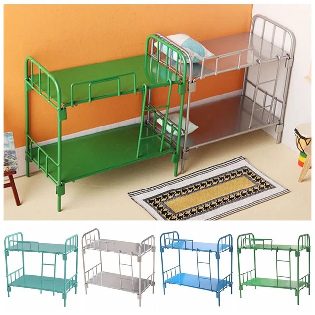 poupée Lits superposés Dollhouse Lit double couche Modèle de scène de dortoir
