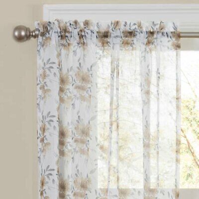 Better Homes and Gardens Watercolor Mums Curtain Panel 52" x 95" Neutral 3