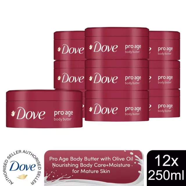 Dove Pro Age Körperbuttercreme mit Olivenöl Körperpflege + Feuchtigkeit 250ml, 12er-Pack