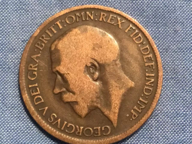 1919 George V British Halfpenny 1/2p