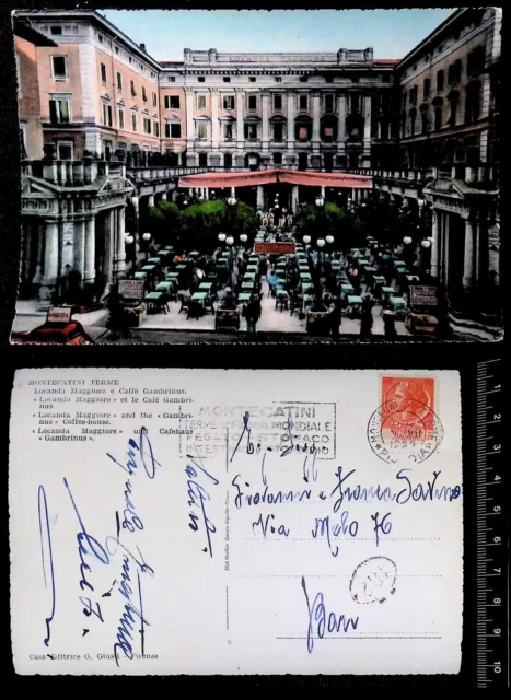 Cartolina Montecatini Terme 1955 Con Annullo A Targhetta Cesare Capello Milano