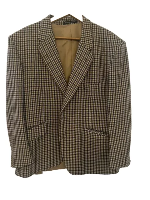 Giacca tuta a scacchi vintage da uomo JOHN G HARDY blazer lame/stile Harris 46