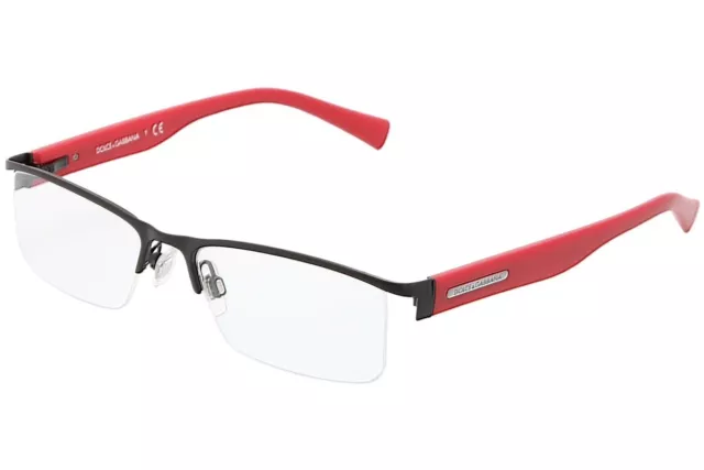 Dolce Gabbana DG1239 1178 Semi Rimless Eyeglasses Glasses Matte Black & Red 51mm