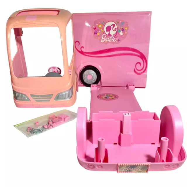 Barbie Camper RV Pink Vacation Glamour Van Car With 7 Dolls Pop