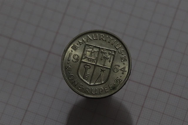 🧭 🇲🇺 Mauritius 1 Rupee 1964 High Grade B63 #6453