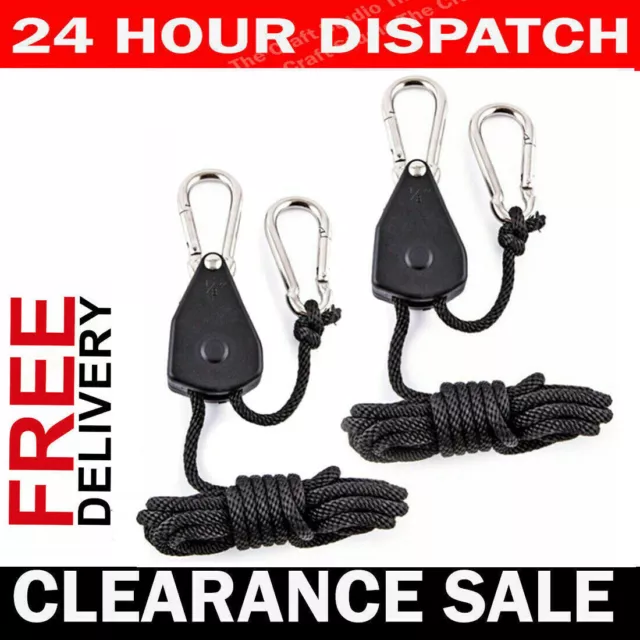 2 x Rope Ratchet Adjustable Light Hanger Tent Carbon Filter Hydroponic Grow 68kg