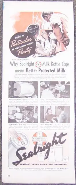 Sealright Milk Bottle Caps Protect Milk Better 1940 Life Magazine Advertisement