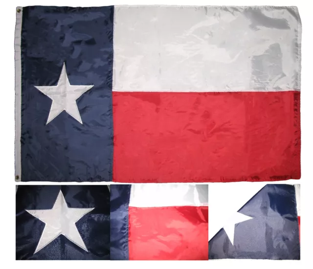 2x3 Embroidered State of Texas 210D-S Sewn Nylon Flag 2'x3' Made in USA (RUF)